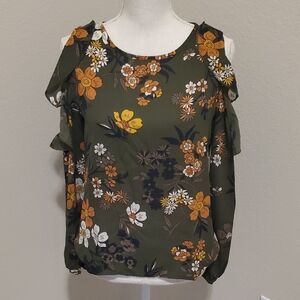 One Clothing Floral Olive Blouse